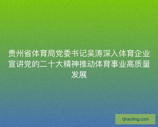 贵州省体育局党委书记吴涛深入体育企业宣讲党的二十大精神推动体育事业高质量发展 贵州省体育局党委书记吴涛深入体育企业宣讲党的二十大精神推动体育事业高质量发展